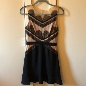 Gianni Bini Black and Tan Lace Cocktail Dress